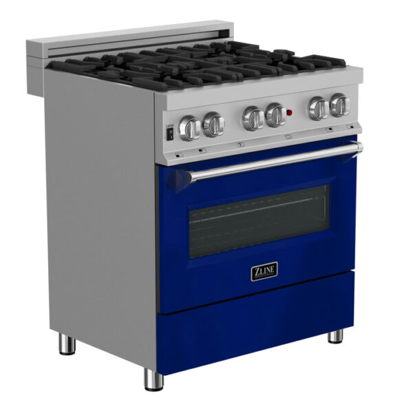 ZLINE 30 in. 4.0 cu. ft. Dual Fuel Range with Gas Stove and Electric Oven in All Fingerprint Resistant Stainless Steel with Red Matte Door (RAS-RM-30) - Image 11