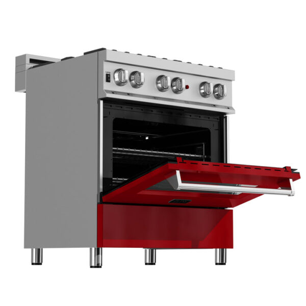ZLINE 36 in. Professional Dual Fuel Range in Fingerprint Resistant Stainless Steel with Red Gloss Door (RAS-RG-36) - Image 7