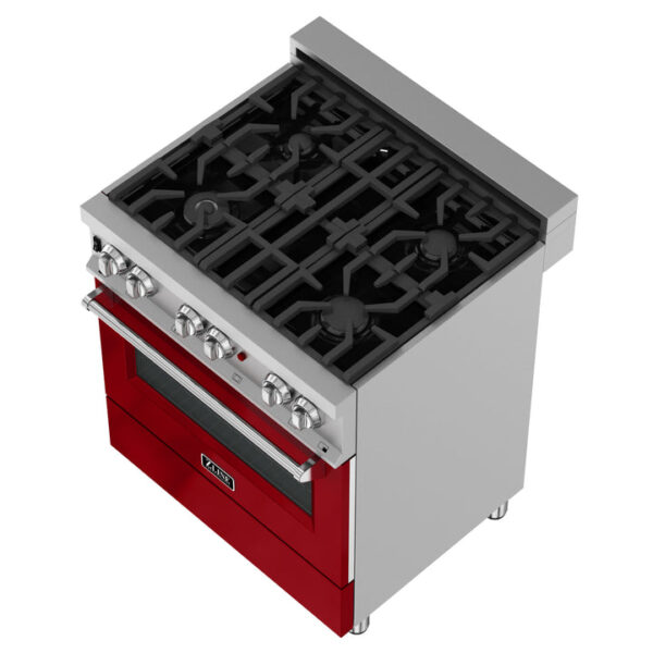 ZLINE 36 in. Professional Dual Fuel Range in Fingerprint Resistant Stainless Steel with Red Gloss Door (RAS-RG-36) - Image 6