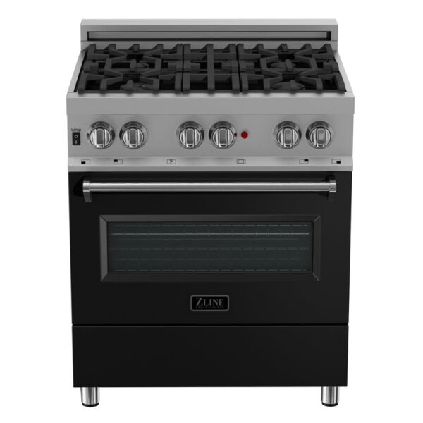 ZLINE 30 in. 4.0 cu. ft. Dual Fuel Range with Gas Stove and Electric Oven in All Fingerprint Resistant Stainless Steel with Black Matte Door (RAS-BLM-30) - Image 20