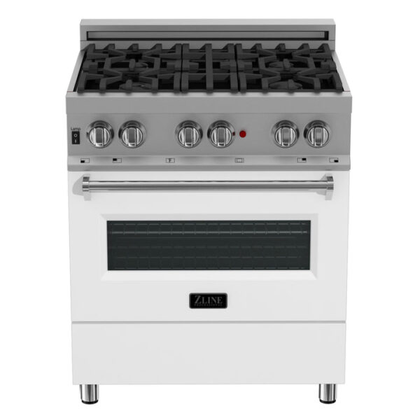 ZLINE 30 in. 4.0 cu. ft. Dual Fuel Range with Gas Stove and Electric Oven in All Fingerprint Resistant Stainless Steel with White Matte Door (RAS-WM-30) - Image 10