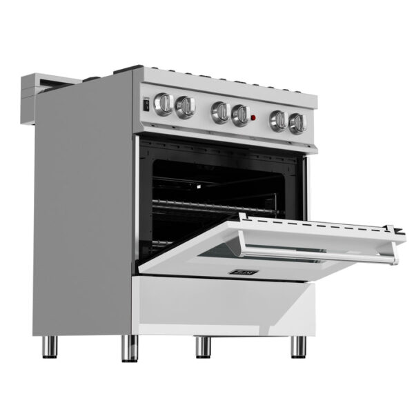 ZLINE 30 in. 4.0 cu. ft. Dual Fuel Range with Gas Stove and Electric Oven in All Fingerprint Resistant Stainless Steel with White Matte Door (RAS-WM-30) - Image 7
