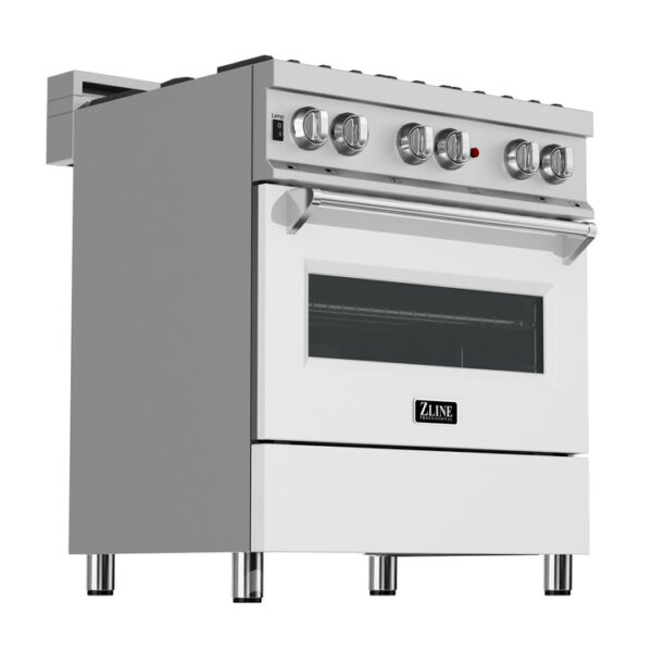 ZLINE 30 in. 4.0 cu. ft. Dual Fuel Range with Gas Stove and Electric Oven in All Fingerprint Resistant Stainless Steel with White Matte Door (RAS-WM-30) - Image 8