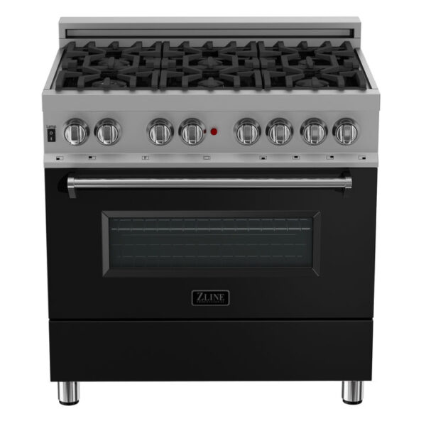 ZLINE 36 in. Professional Dual Fuel Range in Fingerprint Resistant Stainless Steel with Black Matte Door (RAS-BLM-36) - Image 13