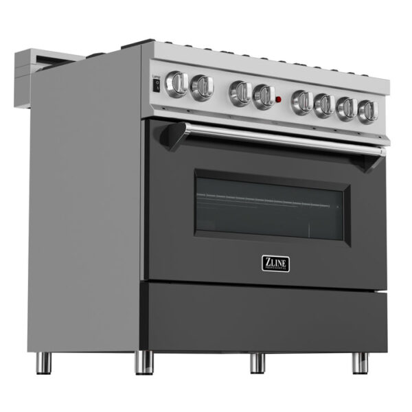 ZLINE 36 in. Professional Dual Fuel Range in Fingerprint Resistant Stainless Steel with Black Matte Door (RAS-BLM-36) - Image 11