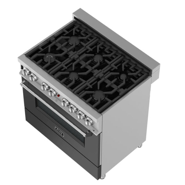 ZLINE 36 in. Professional Dual Fuel Range in Fingerprint Resistant Stainless Steel with Black Matte Door (RAS-BLM-36) - Image 10