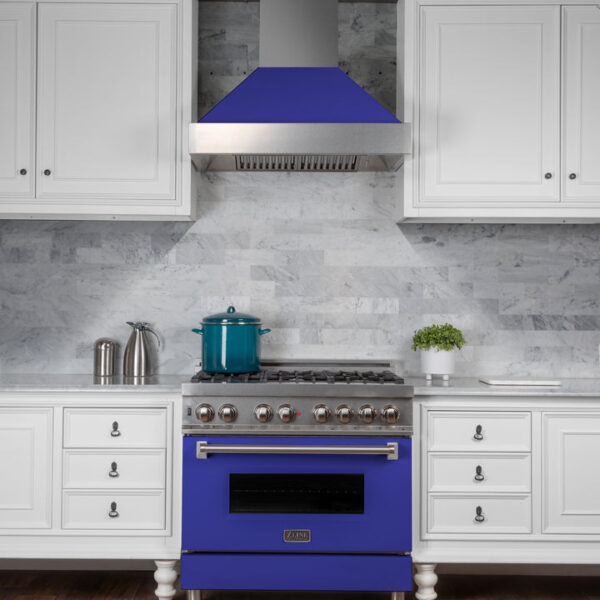 ZLINE 36 in. Professional Dual Fuel Range in Fingerprint Resistant Stainless Steel with Blue Gloss Door (RAS-BG-36) - Image 26