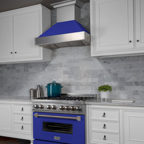 ZLINE 36 in. Professional Dual Fuel Range in Fingerprint Resistant Stainless Steel with Blue Gloss Door (RAS-BG-36) - Image 27
