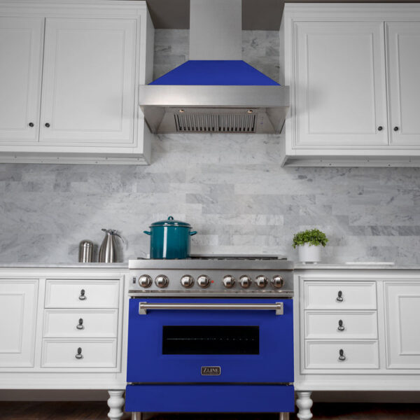 ZLINE 36 in. Professional Dual Fuel Range in Fingerprint Resistant Stainless Steel with Blue Gloss Door (RAS-BG-36) - Image 24