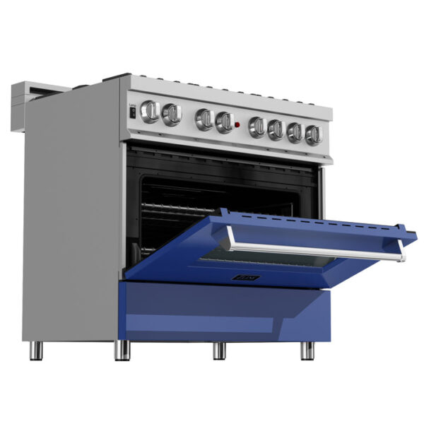 ZLINE 36 in. Professional Dual Fuel Range in Fingerprint Resistant Stainless Steel with Blue Gloss Door (RAS-BG-36) - Image 21