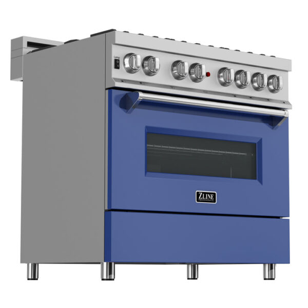 ZLINE 36 in. Professional Dual Fuel Range in Fingerprint Resistant Stainless Steel with Blue Gloss Door (RAS-BG-36) - Image 19