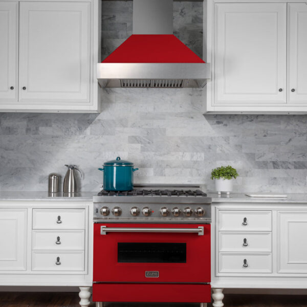 ZLINE 36 in. Professional Dual Fuel Range in Fingerprint Resistant Stainless Steel with Red Matte Door (RAS-RM-36) - Image 9