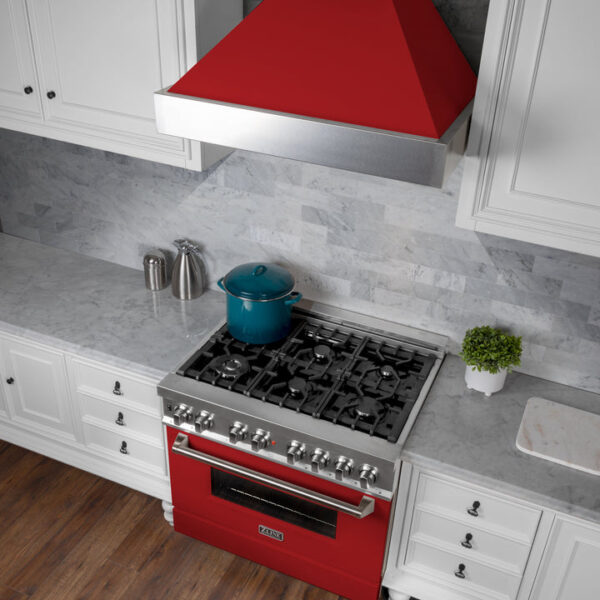 ZLINE 36 in. Professional Dual Fuel Range in Fingerprint Resistant Stainless Steel with Red Matte Door (RAS-RM-36) - Image 7