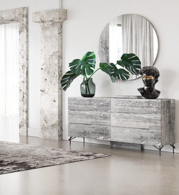 Nova Domus Aria - Italian Modern Multi Grey with texture Round Mirror - Image 2