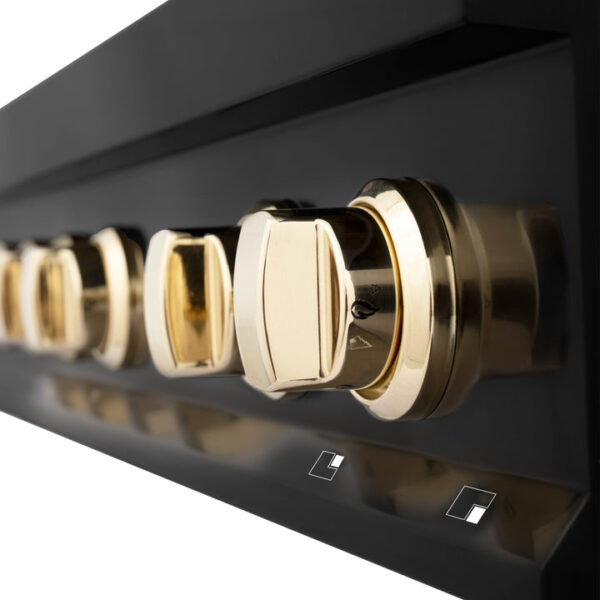 ZLINE Autograph Edition 48 in. Porcelain Rangetop with 7 Gas Burners in Black Stainless Steel and Polished Gold Accents (RTBZ-48-G) - Image 7