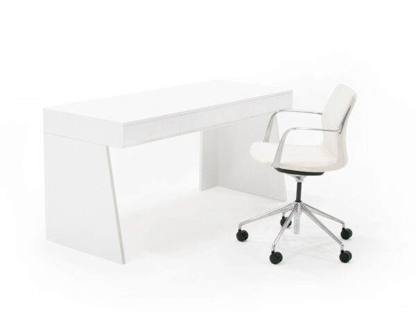 Modrest Chelsey- Modern White and Stainless Steel Desk - Image 2