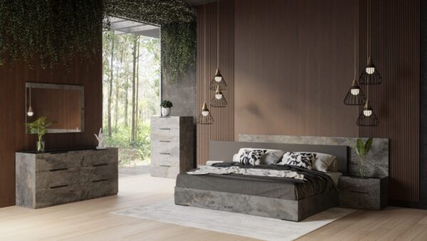 Nova Domus Ferrara - Modern Volcano Oxide Grey Bedroom Set