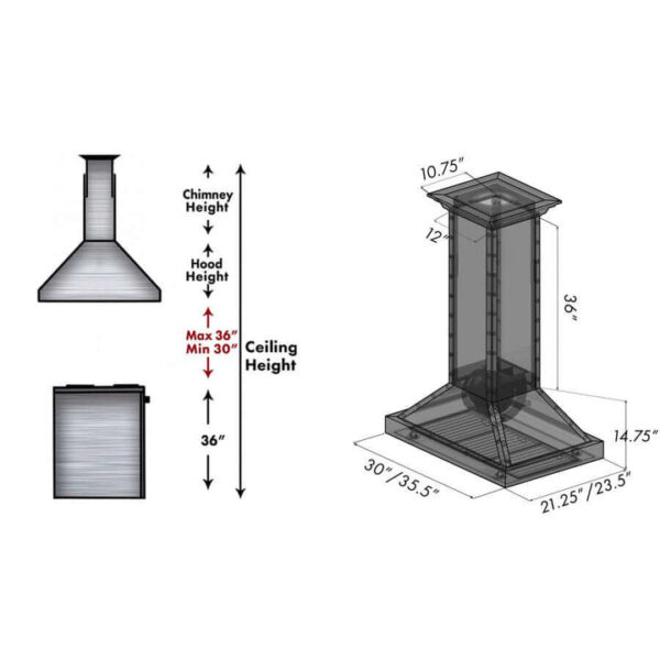 ZLINE 30 in. Designer Series Stainless Island Range Hood (KB2i-CSSXS) - Image 2