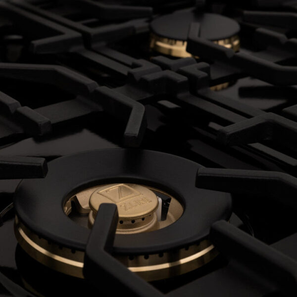 ZLINE 24 in. Professional Dual Fuel Range in Black Stainless Steel with Brass Burners (RAB-BR-24) - Image 5