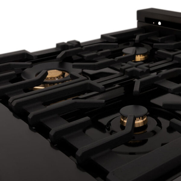 ZLINE 24 in. Professional Dual Fuel Range in Black Stainless Steel with Brass Burners (RAB-BR-24) - Image 4