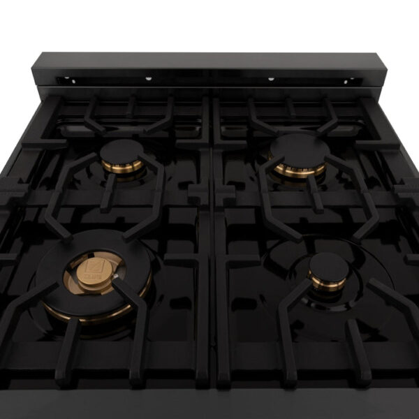 ZLINE 24 in. Professional Dual Fuel Range in Black Stainless Steel with Brass Burners (RAB-BR-24) - Image 6