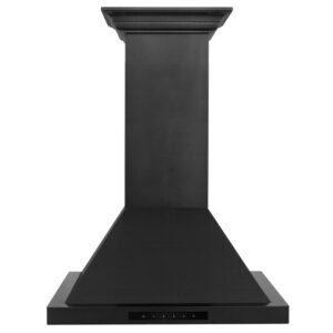 ZLINE Convertible Vent Wall Mount Range Hood in Black Stainless Steel with Crown Molding (BSKBNCRN)
