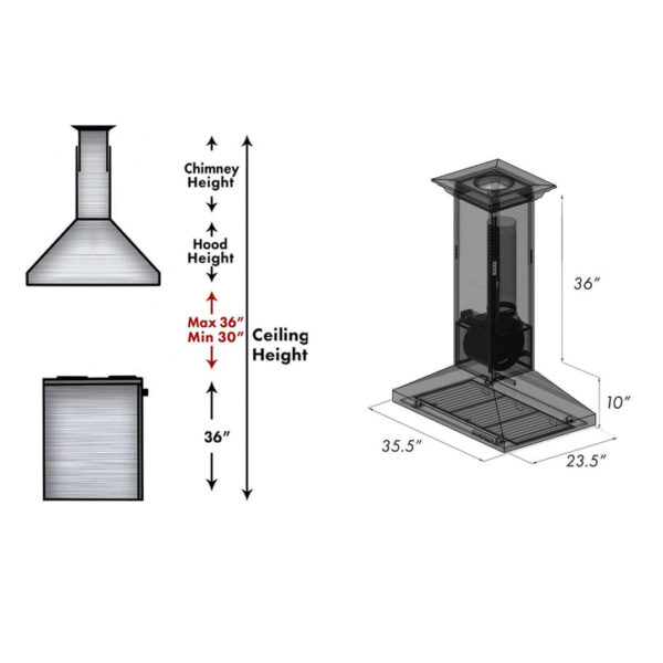 ZLINE 36 in. Designer Series Oil-Rubbed Bronze Island Mount Range Hood (8KL3iB-36) - Image 3
