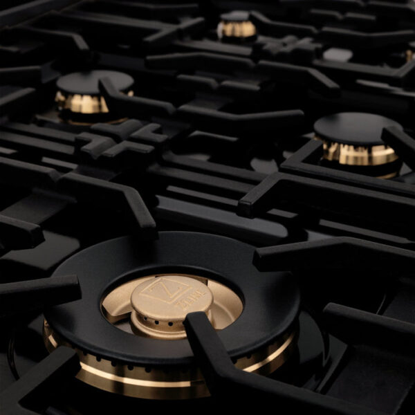 ZLINE 36 in. Porcelain Gas Stovetop in Black Stainless with 6 Gas Brass Burners (RTB-BR-36) - Image 8