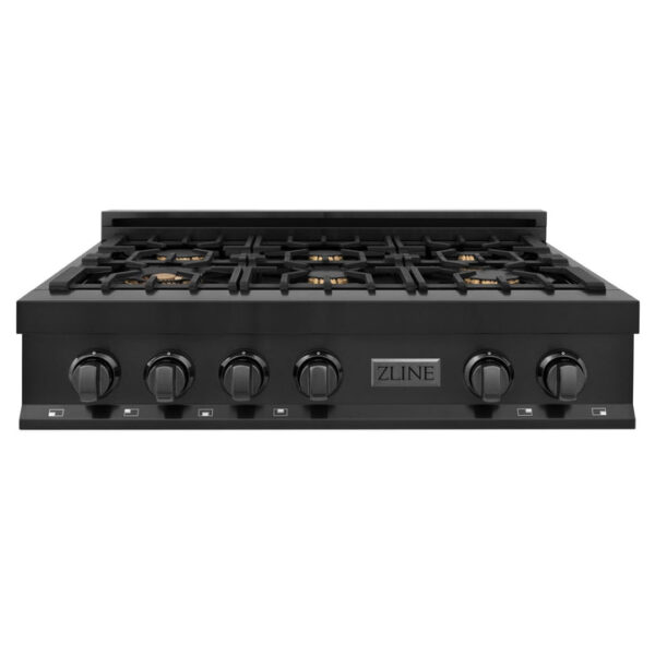 ZLINE 36 in. Porcelain Gas Stovetop in Black Stainless with 6 Gas Brass Burners (RTB-BR-36) - Image 19
