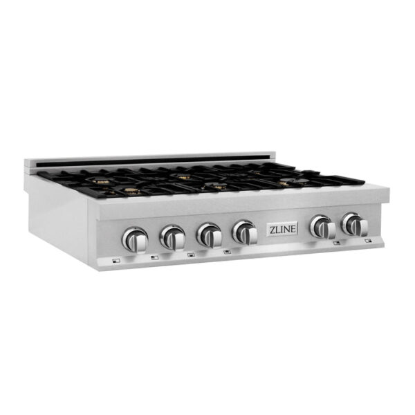 ZLINE 36 in. Porcelain Rangetop in DuraSnow Stainless Steel with 6 Gas Burners (RTS-36) - Image 10