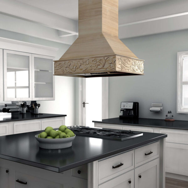 ZLINE 36 in. Unfinished Wooden Island Mount Range Hood (9373UF-36) - Image 2