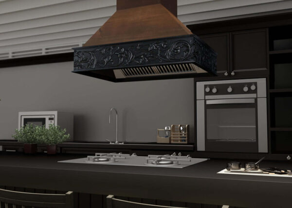 ZLINE 36 in. Wooden Island Mount Range Hood in Antigua and Walnut (9373AR-36) - Image 2