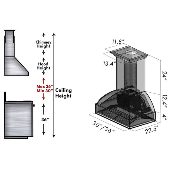 ZLINE 36 in. Wooden Wall Mount Range Hood in Antigua and Walnut (369AW-36) - Image 3