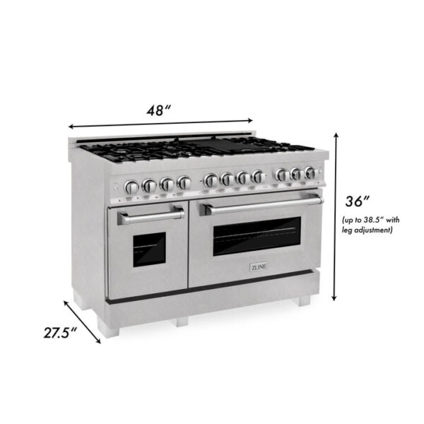 ZLINE 48 in. Fingerprint Resistant Stainless Steel 6.0 cu.ft. 7 Gas Burner/Electric Oven Range (RAS-SN-48) - Image 8