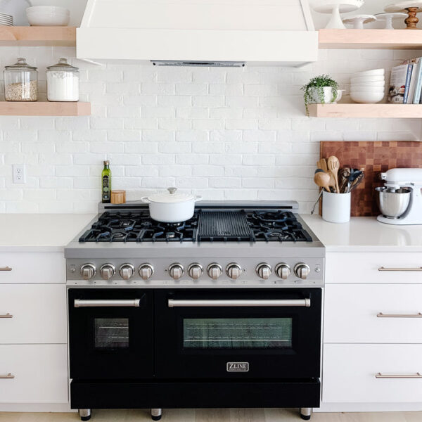 ZLINE 48 in. Professional Dual Fuel Range in Stainless Steel with Black Matte Door (RA-BLM-48) - Image 12
