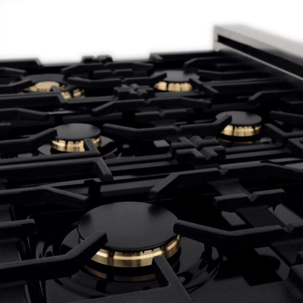 ZLINE Autograph Edition 30 in. 4.0 cu. ft. Dual Fuel Range with Gas Stove and Electric Oven in Fingerprint Resistant Stainless Steel with Polished Gold Accents (RASZ-SN-30-G) - Image 5