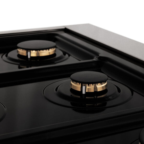 ZLINE Autograph Edition 30 in. 4.0 cu. ft. Dual Fuel Range with Gas Stove and Electric Oven in Fingerprint Resistant Stainless Steel with Polished Gold Accents (RASZ-SN-30-G) - Image 6