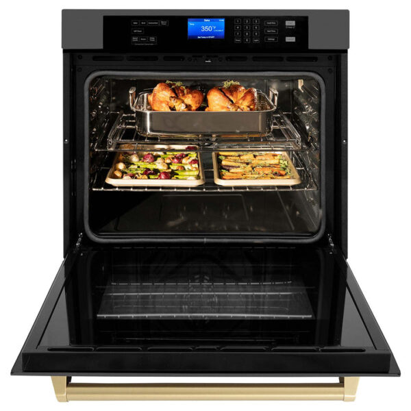 ZLINE 30 in. Autograph Edition Single Wall Oven with Self Clean and True Convection in Black Stainless Steel and Champagne Bronze Accents (AWSZ-30-BS-CB) - Image 13