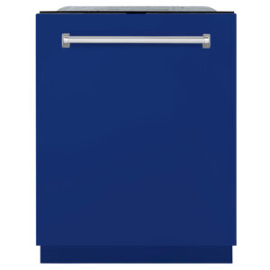 ZLINE 24 in. Panel-Included Monument Series 3rd Rack Top Touch Control Dishwasher with Blue Matte Door, 45dBa (DWMT-24-BM)