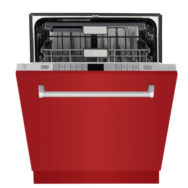 ZLINE 24 in. Panel-Included Monument Series 3rd Rack Top Touch Control Dishwasher with Red Gloss Door, 45dBa (DWMT-RG-24) - Image 9