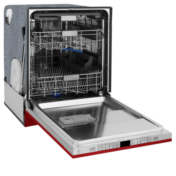 ZLINE 24 in. Panel-Included Monument Series 3rd Rack Top Touch Control Dishwasher with Red Gloss Door, 45dBa (DWMT-RG-24) - Image 10