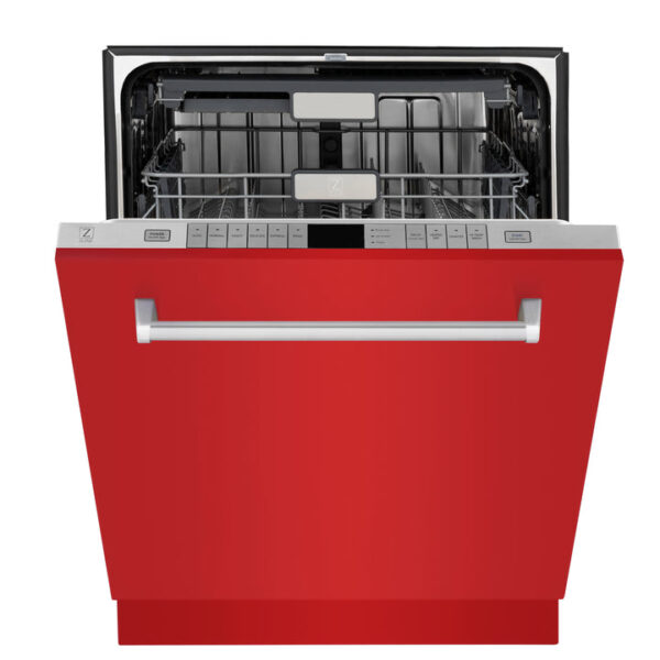 ZLINE 24 in. Panel-Included Monument Series 3rd Rack Top Touch Control Dishwasher with Red Matte Door, 45dBa (DWMT-RM-24) - Image 7