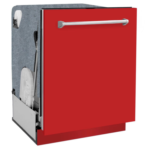 ZLINE 24 in. Panel-Included Monument Series 3rd Rack Top Touch Control Dishwasher with Red Matte Door, 45dBa (DWMT-RM-24) - Image 5