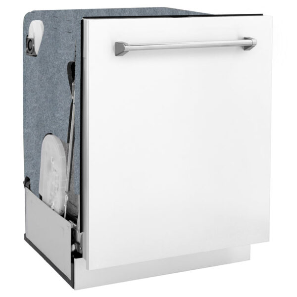 ZLINE 24 in. Panel-Included Monument Series 3rd Rack Top Touch Control Dishwasher with White Matte Panel, 45dBa (DWMT-WM-24) - Image 5