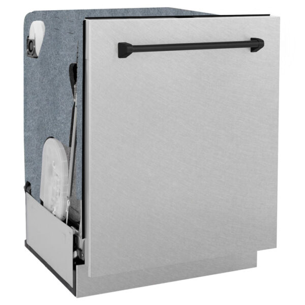 ZLINE Autograph Edition 24" 3rd Rack Top Control Tall Tub Dishwasher in Fingerprint Resistant Stainless Steel with Matte Black Accents, 45dBa (DWMTZ-SN-24-MB) - Image 8