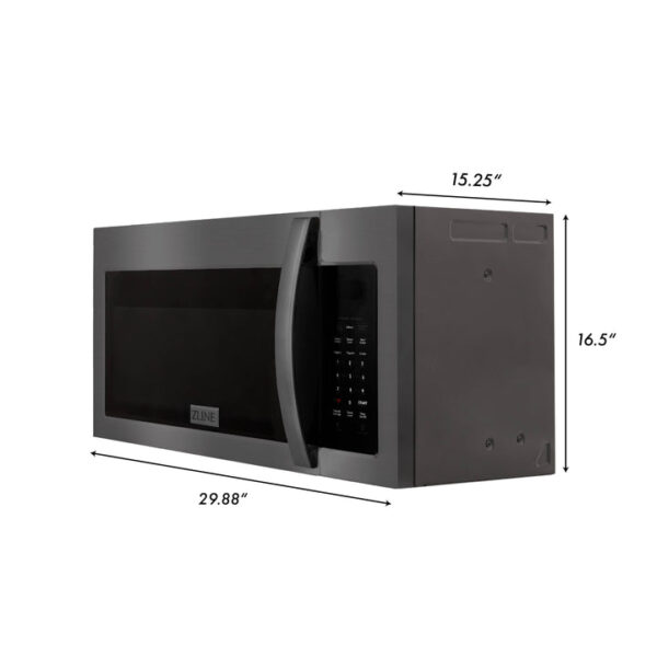ZLINE 30 in. Recirculating Over the Range Convection Microwave Oven with Traditional Handle and Charcoal Filters in Black Stainless Steel (MWO-OTRCFH-30-BS) - Image 7