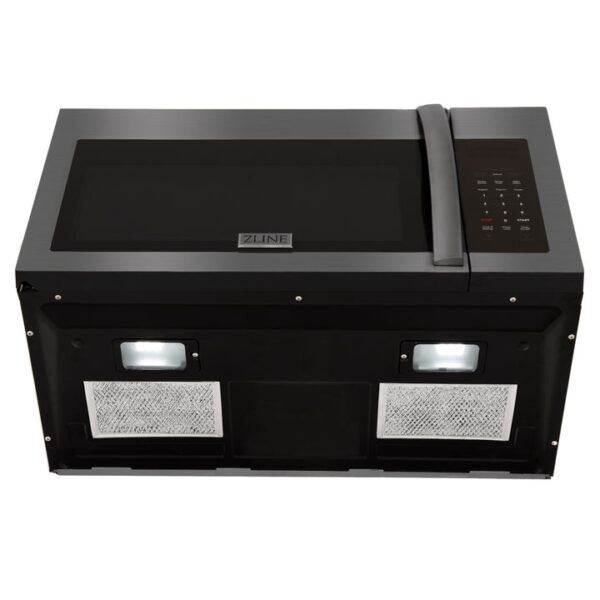 ZLINE 30 in. Recirculating Over the Range Convection Microwave Oven with Traditional Handle and Charcoal Filters in Black Stainless Steel (MWO-OTRCFH-30-BS) - Image 10