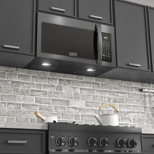 ZLINE 30 in. Recirculating Over the Range Convection Microwave Oven with Traditional Handle and Charcoal Filters in Black Stainless Steel (MWO-OTRCFH-30-BS) - Image 14