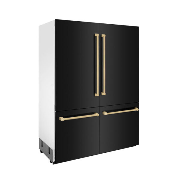 ZLINE 60 in. Autograph Edition 32.2 cu. ft. Built-in 4-Door French Door Refrigerator with Internal Water and Ice Dispenser in Black Stainless Steel with Champagne Bronze Accents (RBIVZ-BS-60-CB) - Image 12