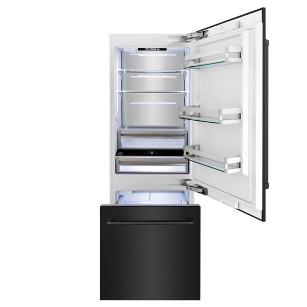 ZLINE 30 in. 16.1 cu. ft. Built-In 2-Door Bottom Freezer Refrigerator with Internal Water and Ice Dispenser in Black Stainless Steel (RBIV-BS-30) - Image 13